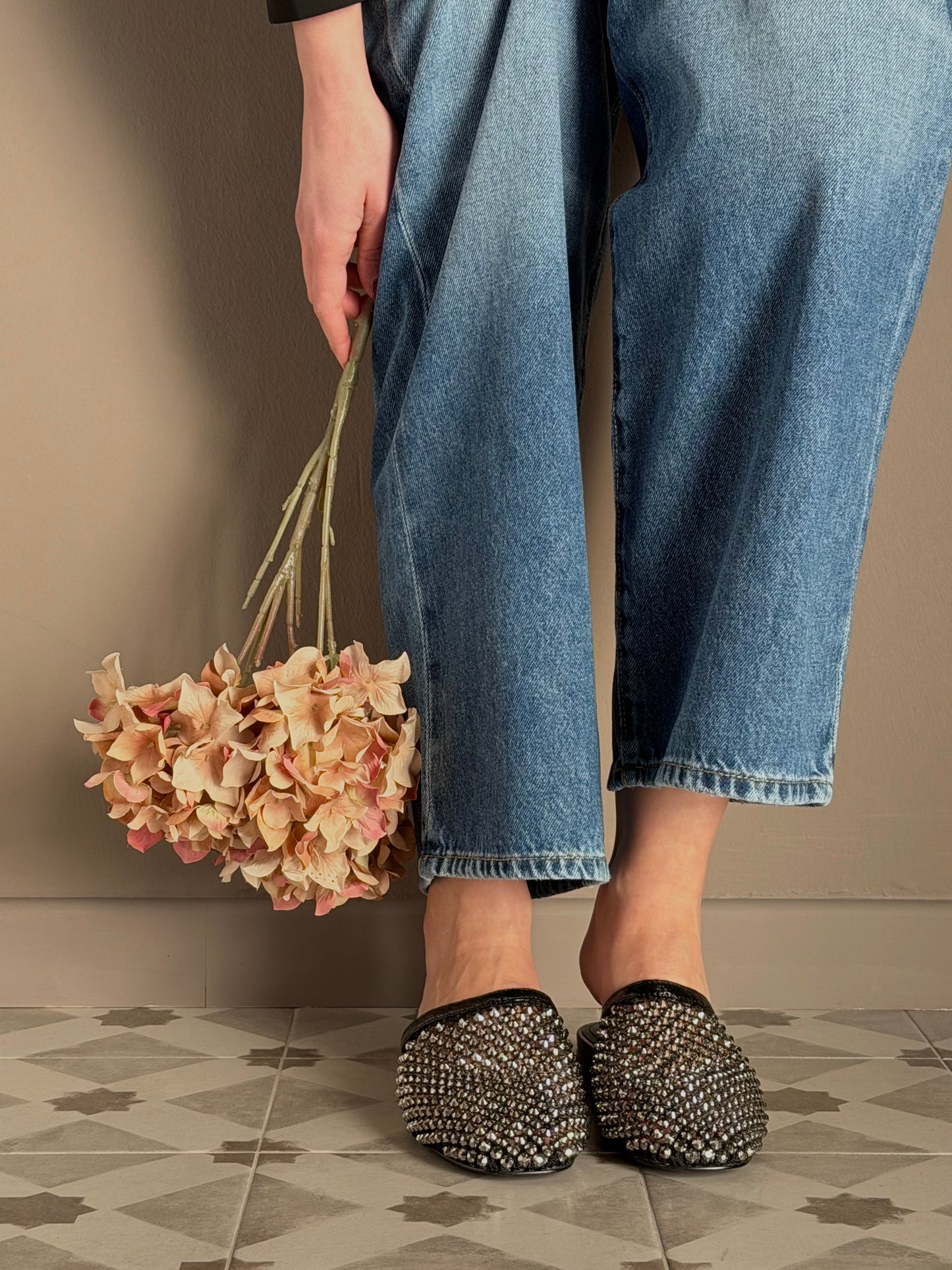 Mules flat in rete metallica