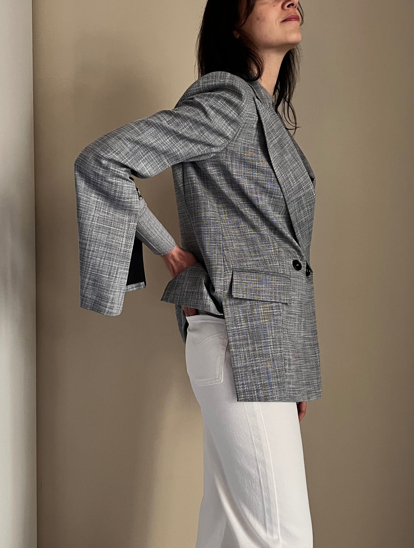 Giacca doppio petto con zip blue Fantasy