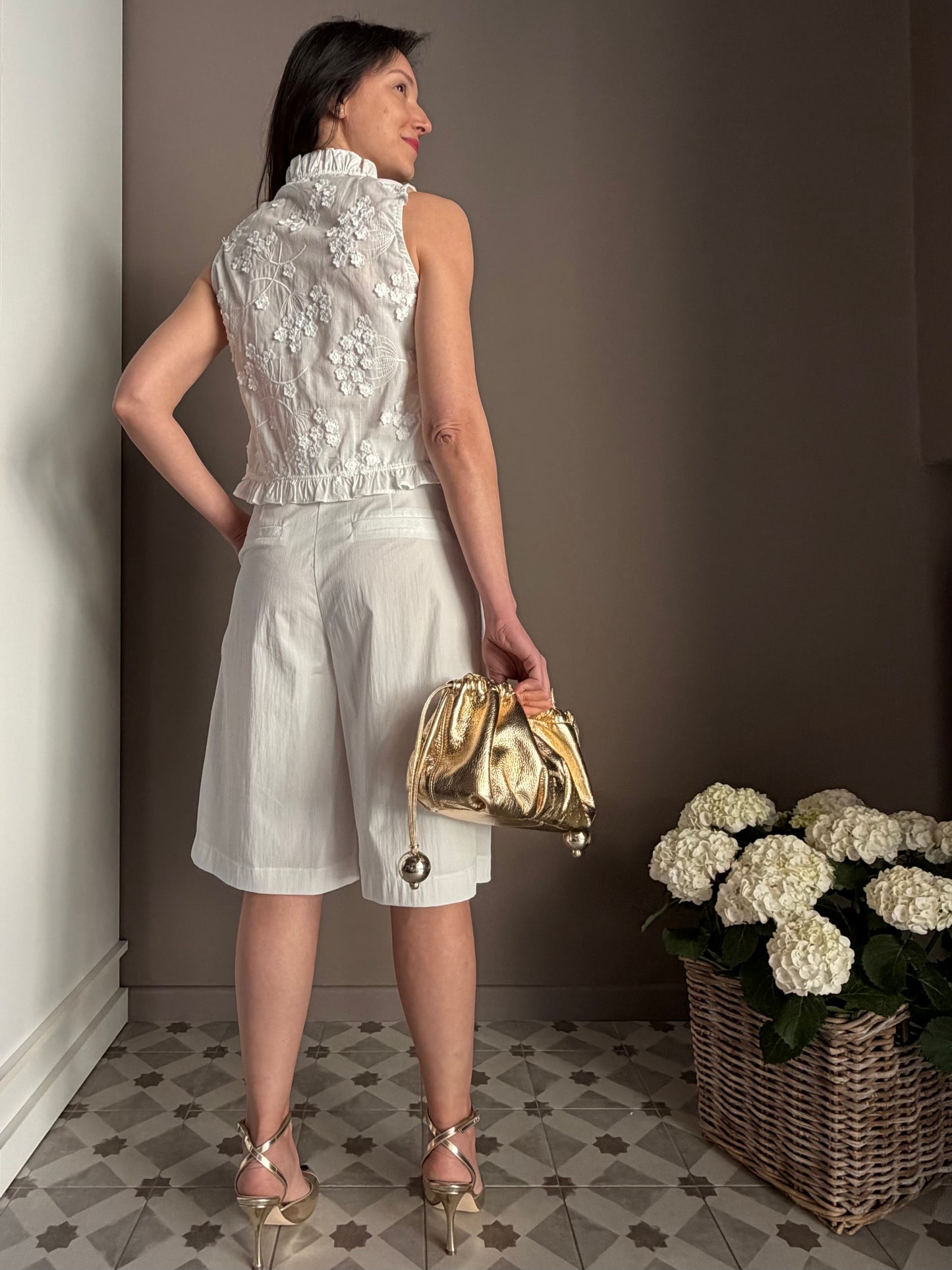 Bermuda in popeline di cotone Bianco