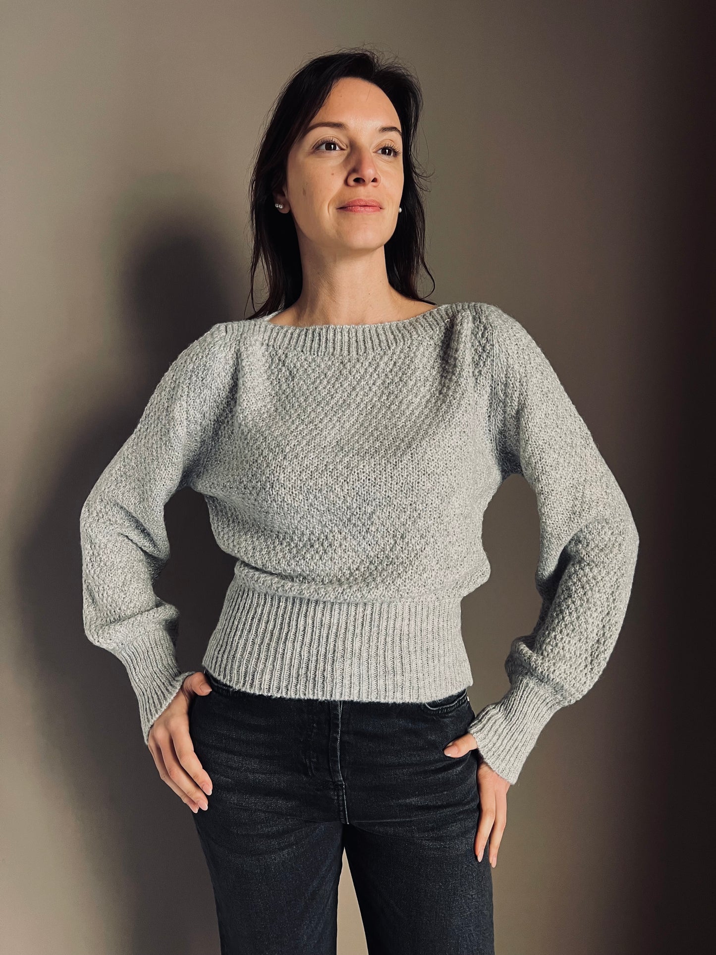 Maglia So Allure con micro paillettes grigio