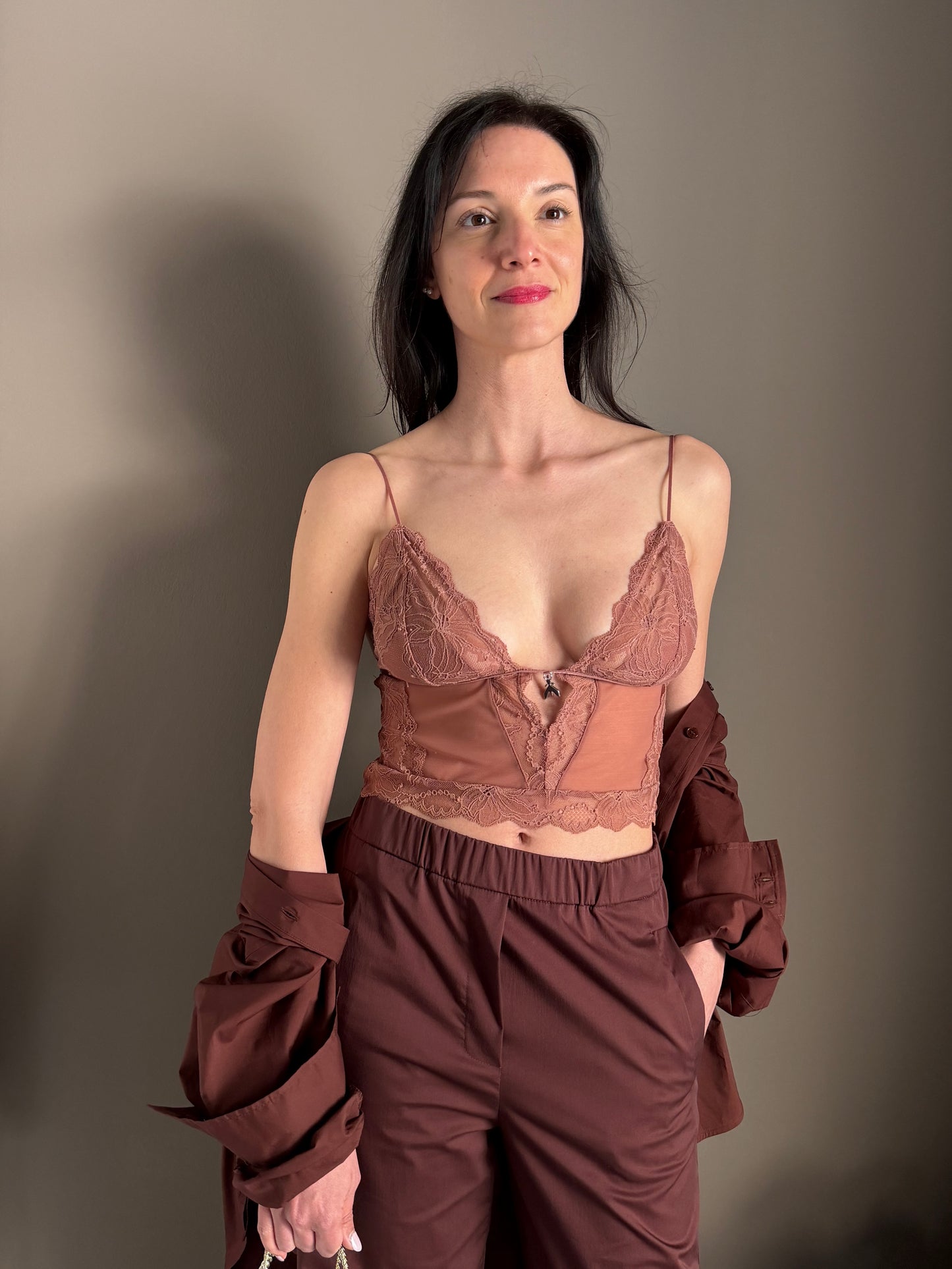 Top in pizzo Light Terracotta