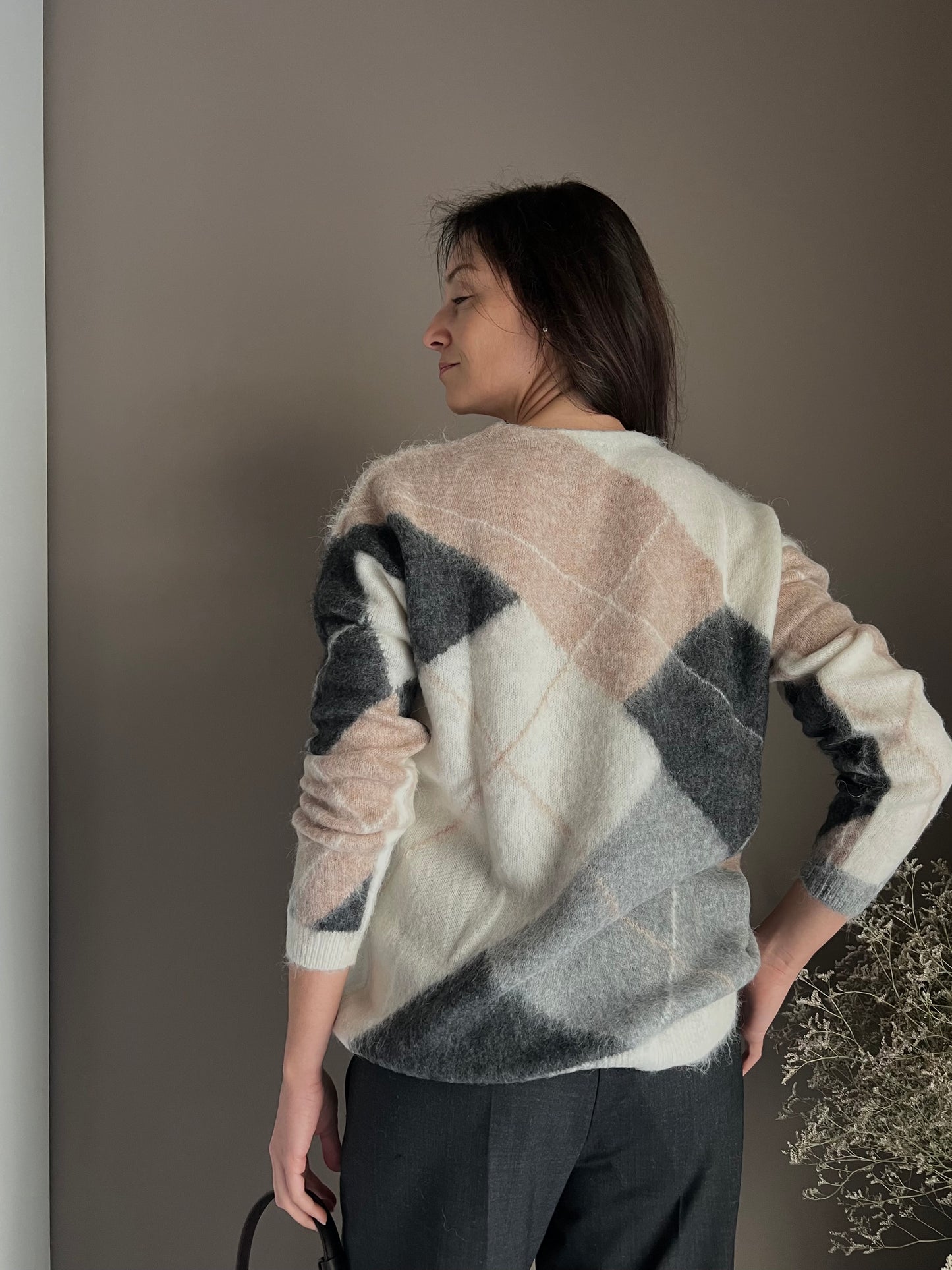 Maglia a Losanghe in misto lana e alpaca