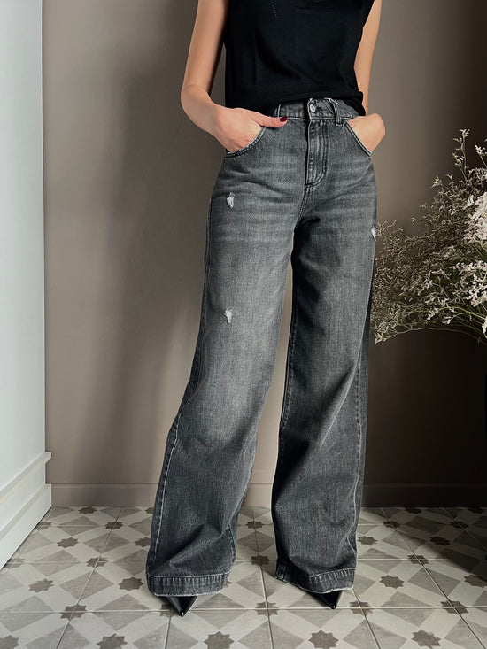 Pantalone denim Noumeno Concept gamba larga
