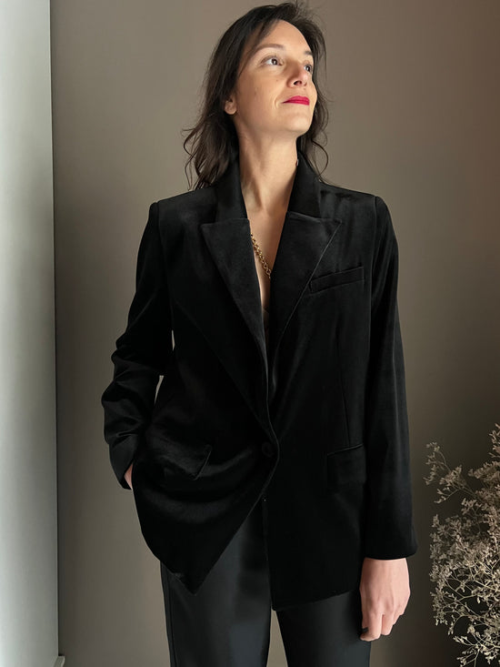 Giacca oversize in velluto nero So Allure