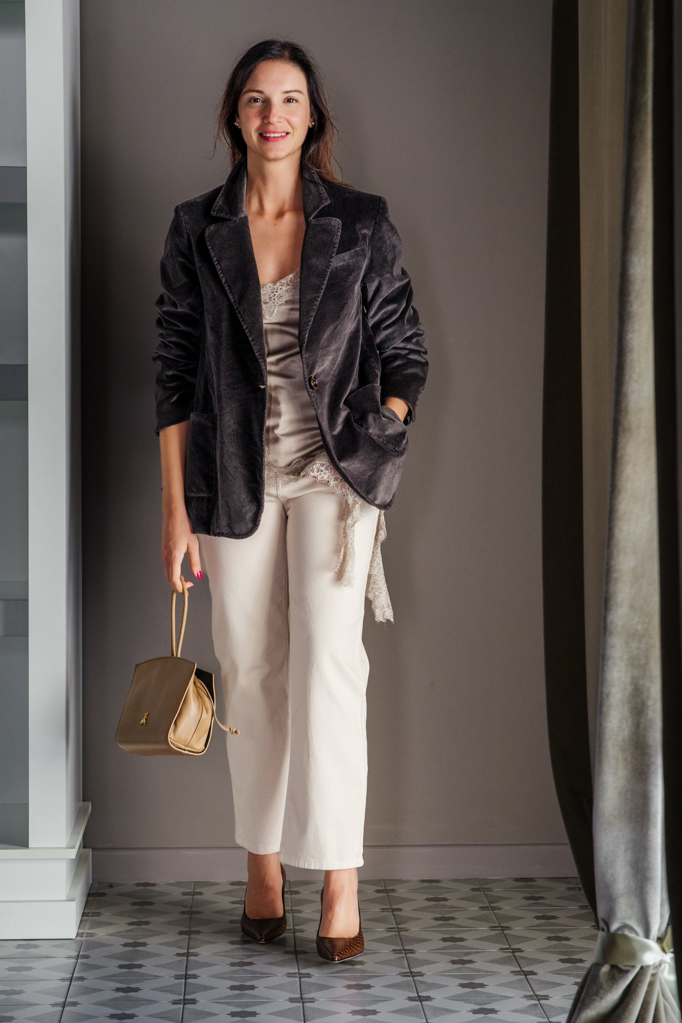 Pantalone 5 tasche in cotone Milk