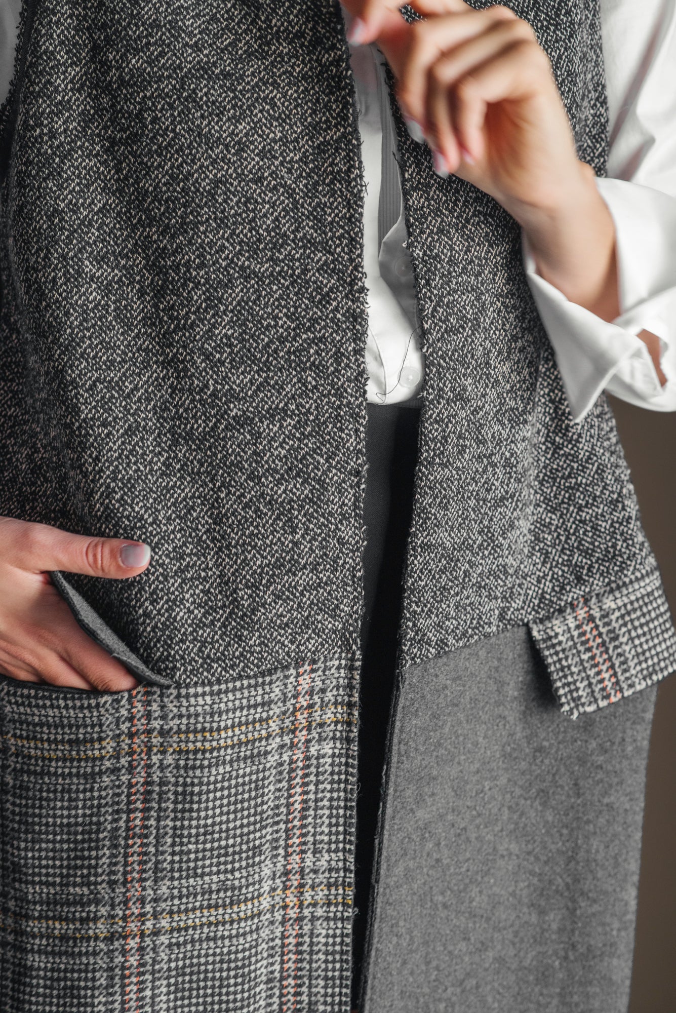 Cappotto senza maniche Patchwork
