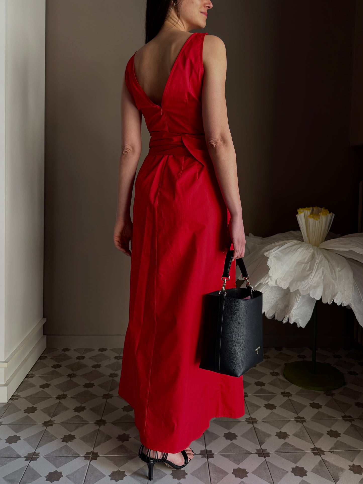 Abito Lungo Nenette in Cotone Rosso