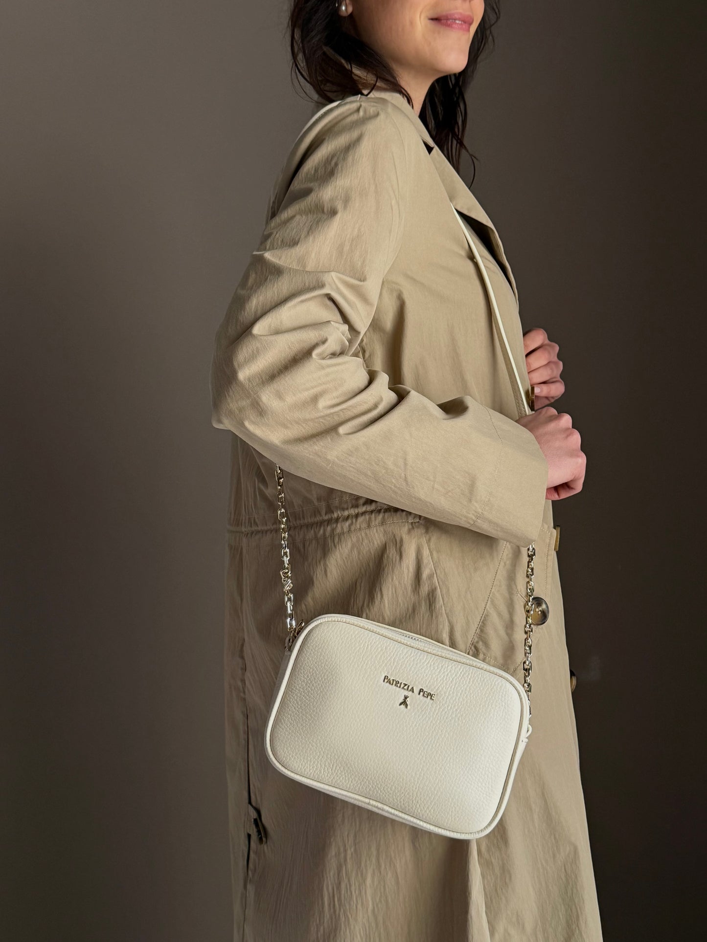 Borsa camera case in pelle wooly White