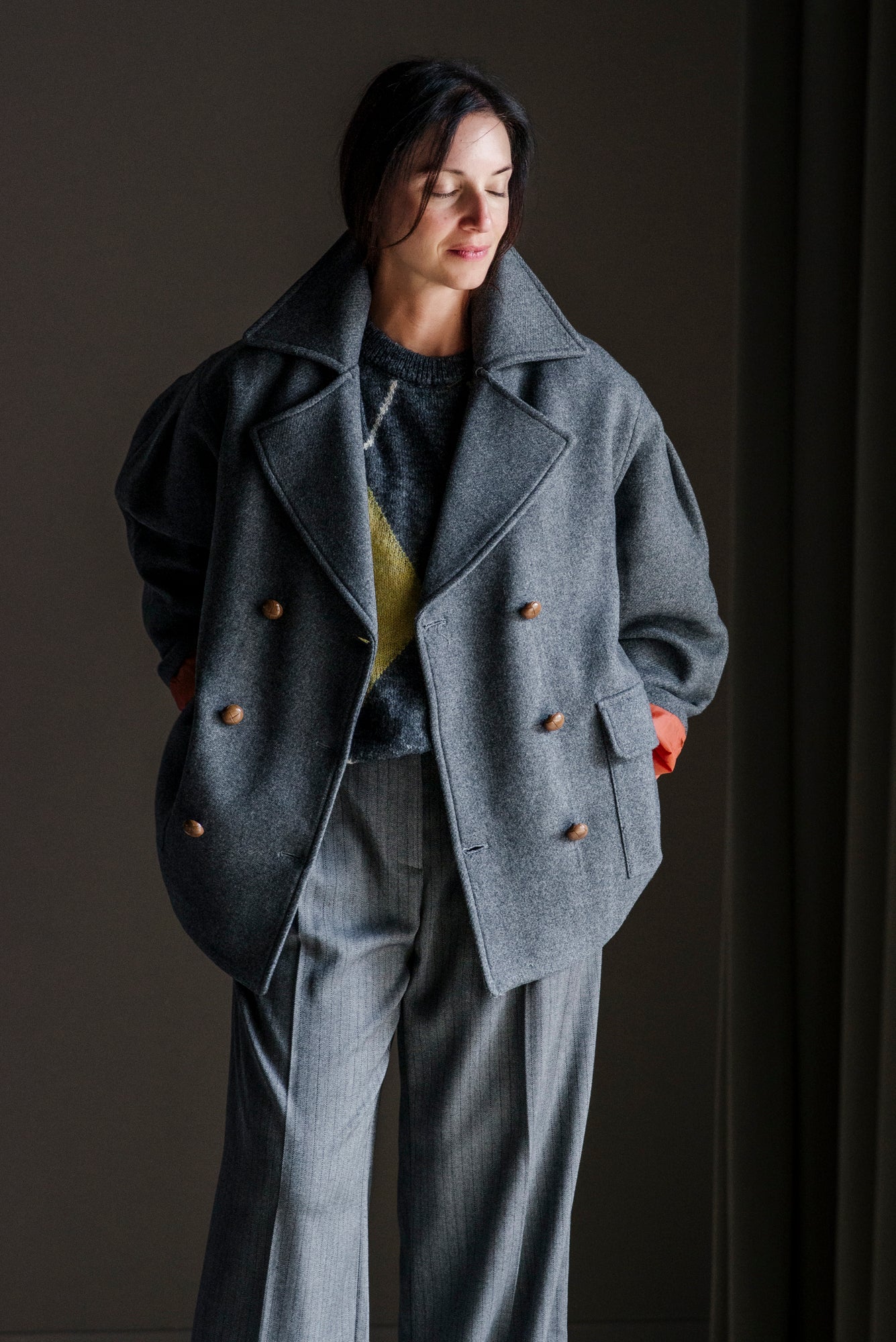 Caban oversize grigio