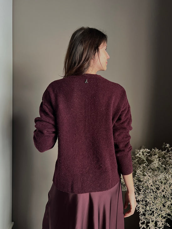 Maglia girocollo in lana e alpaca Purple Red