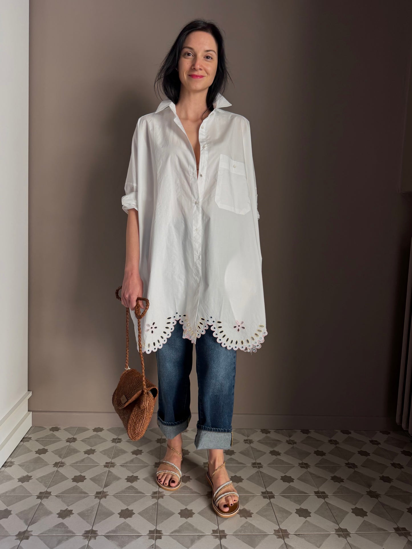 Camiciona Over "Since’re" con Ricamo a Cappe