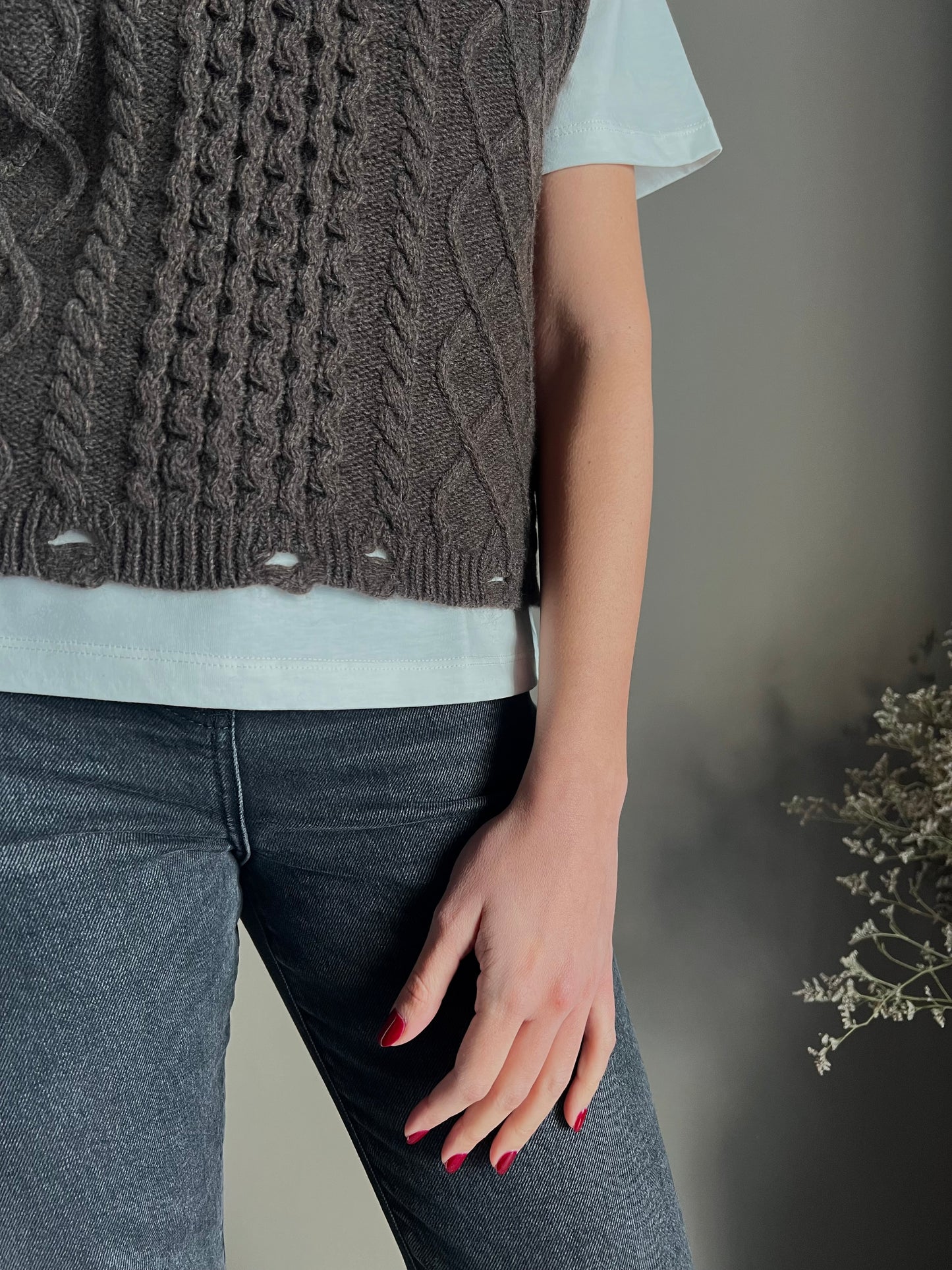 Gilet in maglia a treccia
