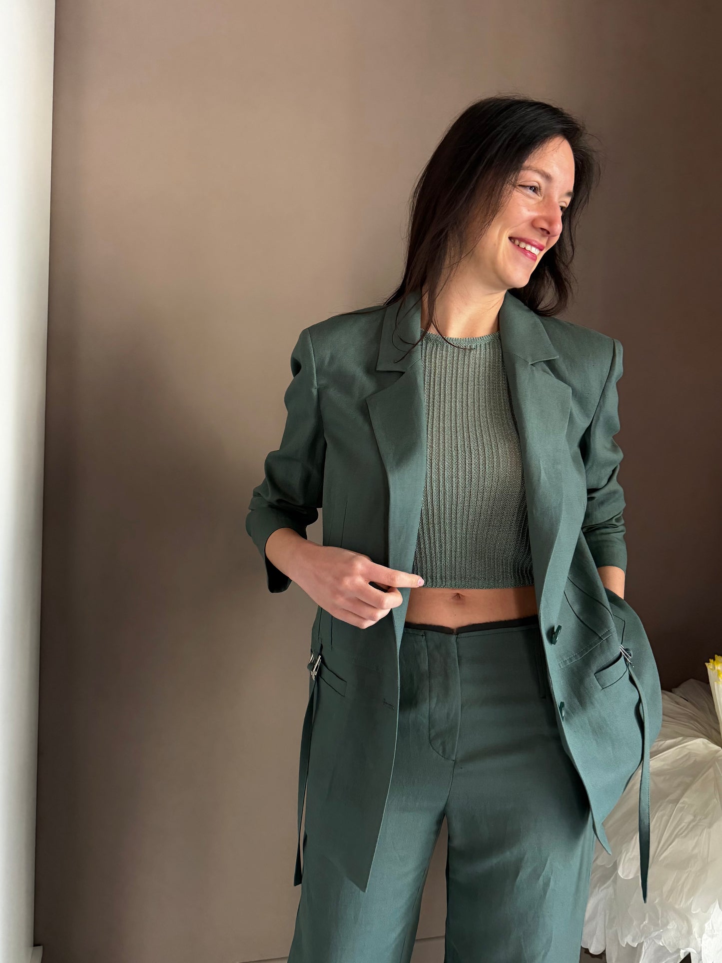 Blazer Patrizia Pepe in Lino e Viscosa – Verde Salvia