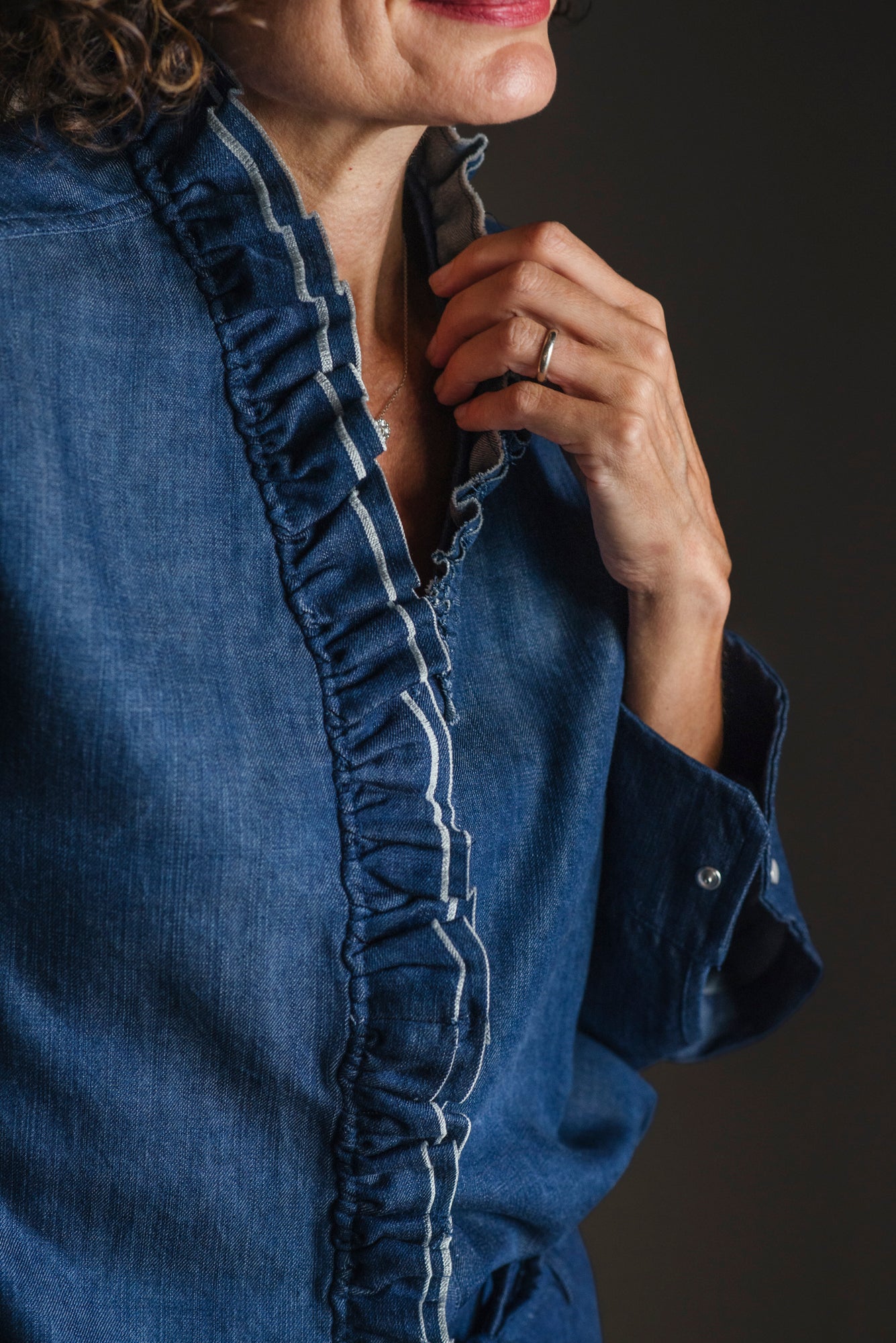 Camicia in denim con rouches