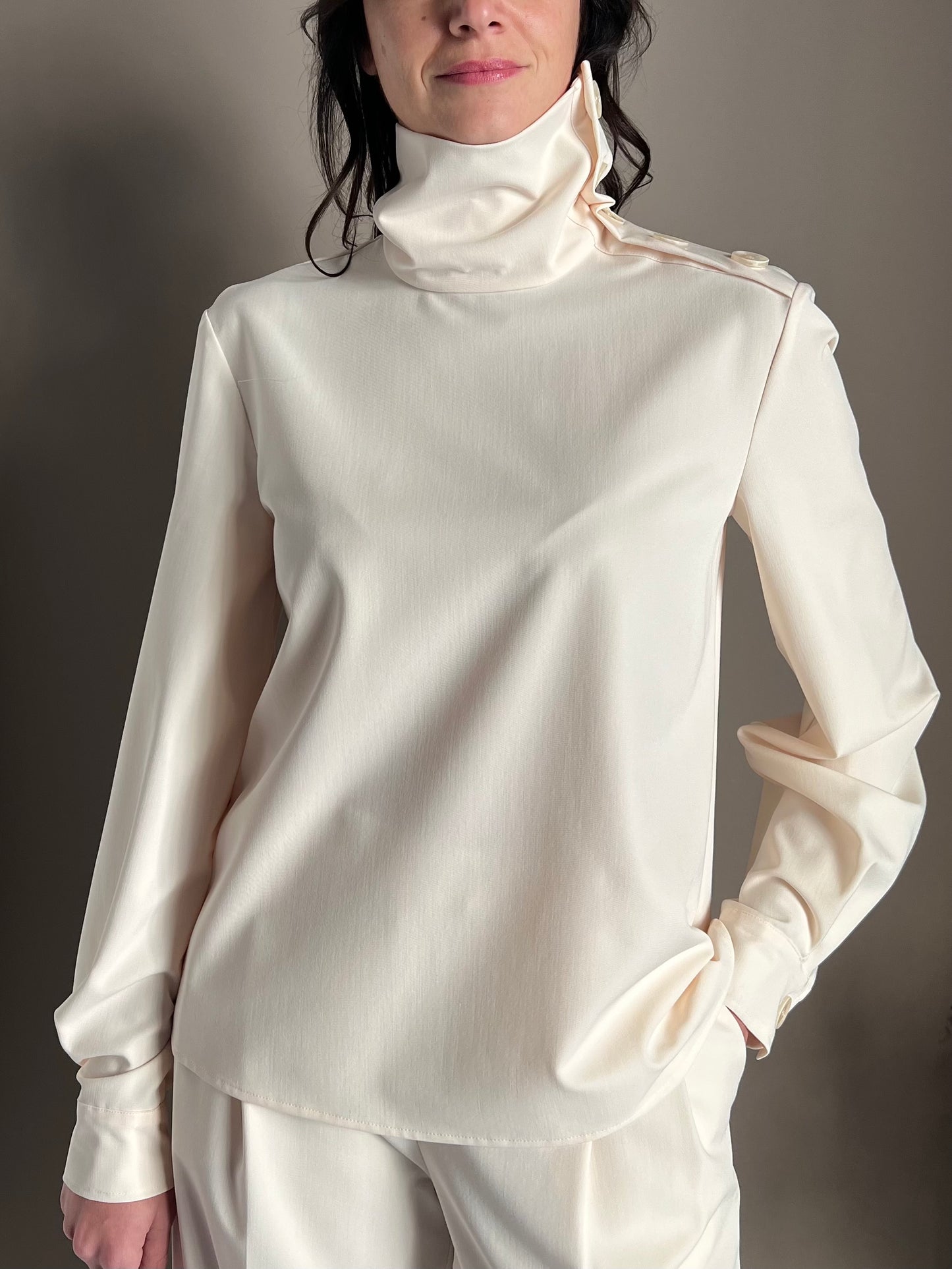 Maglia effetto abbottonato Wooly White