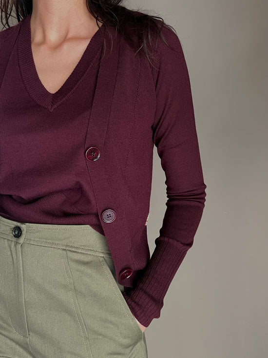 Cardigan in pura lana Patrizia Pepe Purple Red