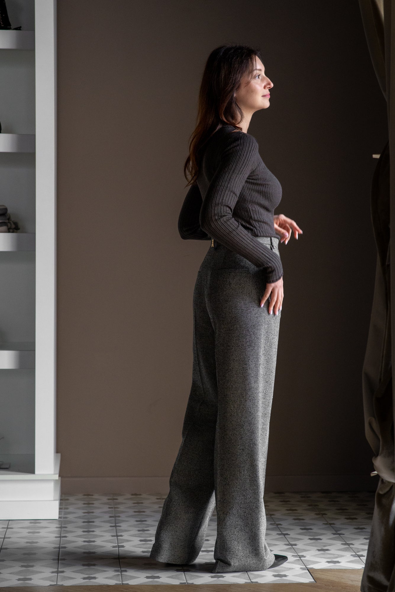 Pantaloni Taupe con zip centrale Taupe
