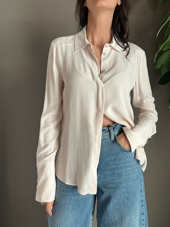 Camicia in viscosa con dettaglio fly sui polsi
