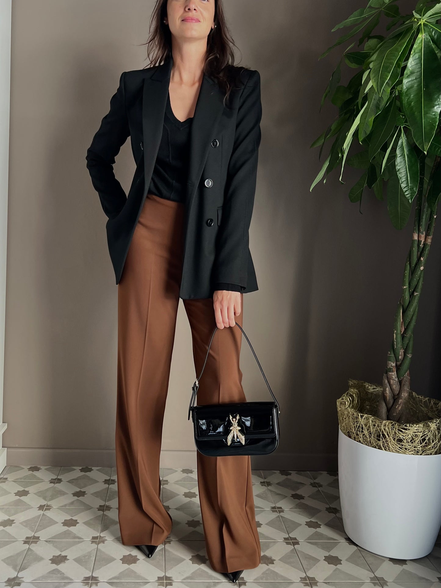 Borsa a spalla Fly in vernice nera