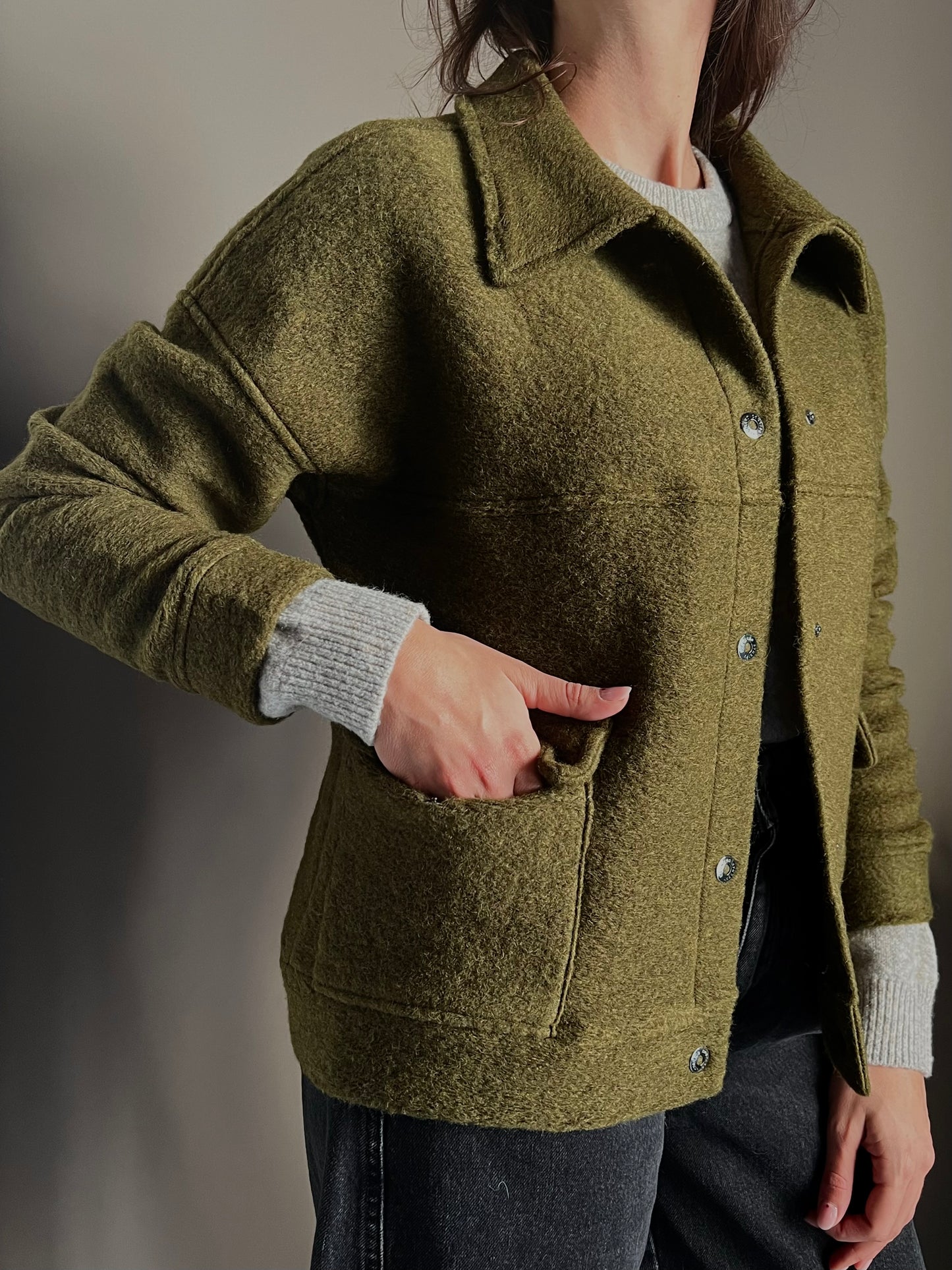 Giacca in lana cotta verde Noumeno Concept