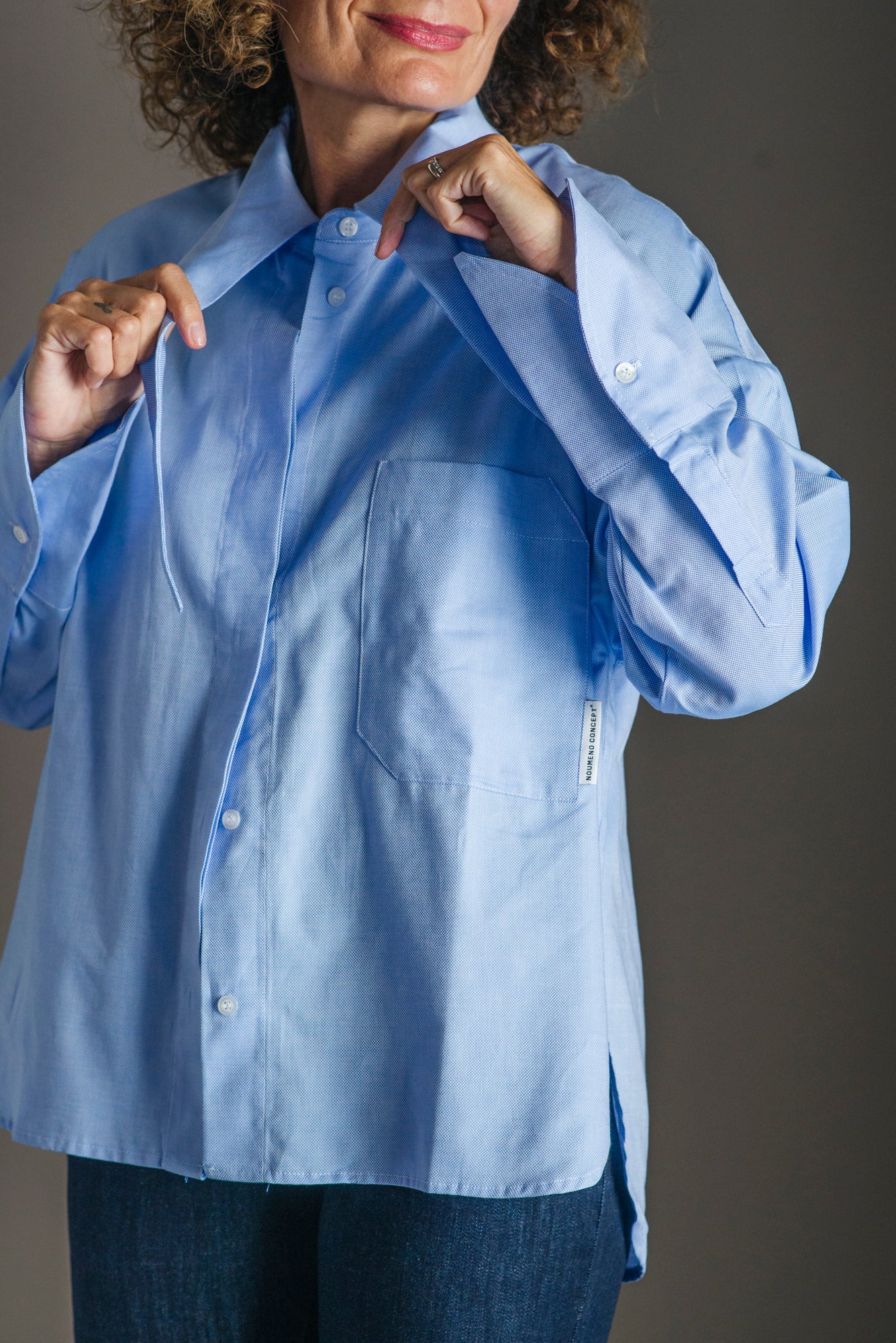 Camicia in cotone Oxford con collo scultoreo