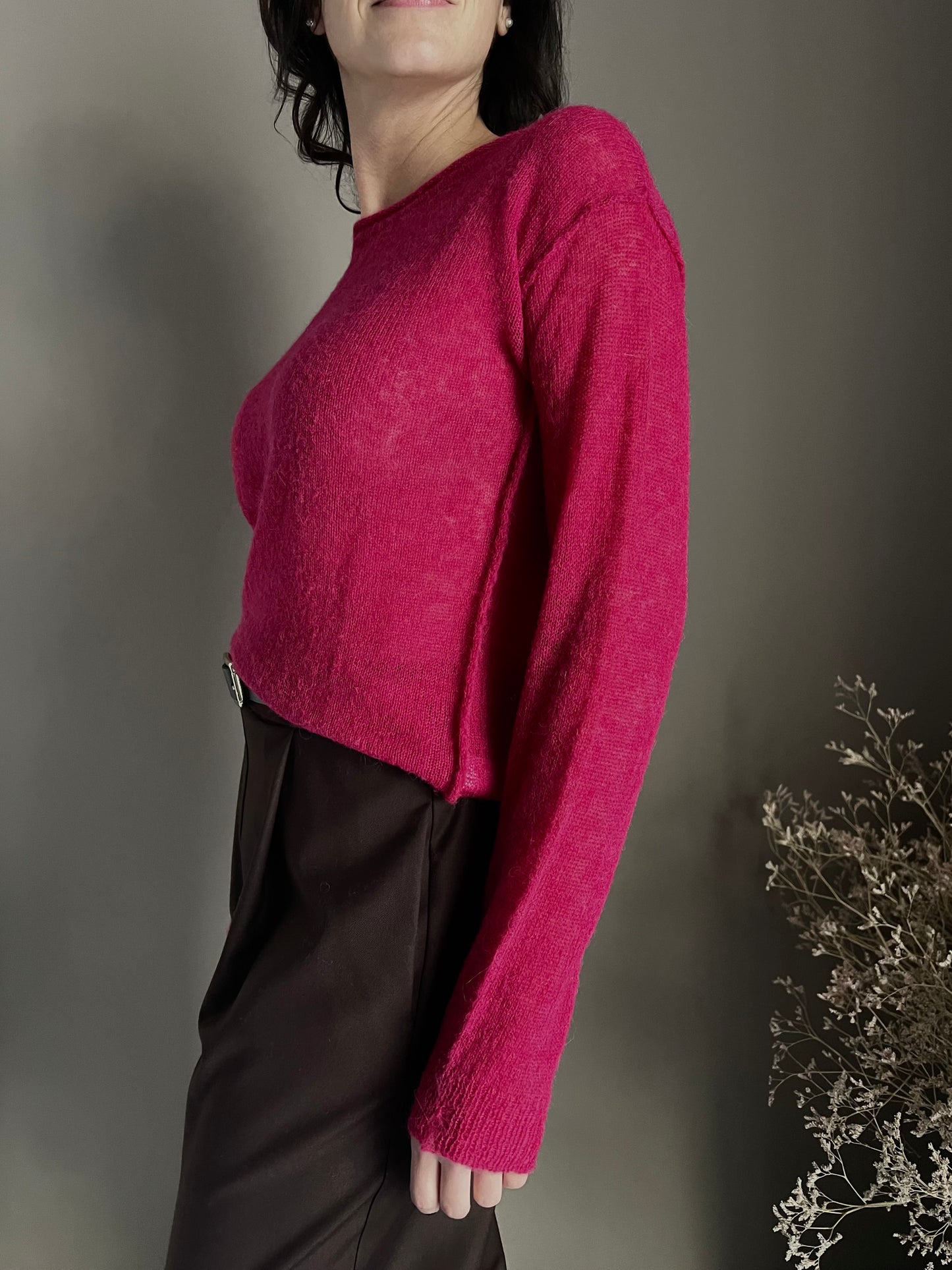 Maglia girocollo in lana e alpaca Noumeno Concept peonia