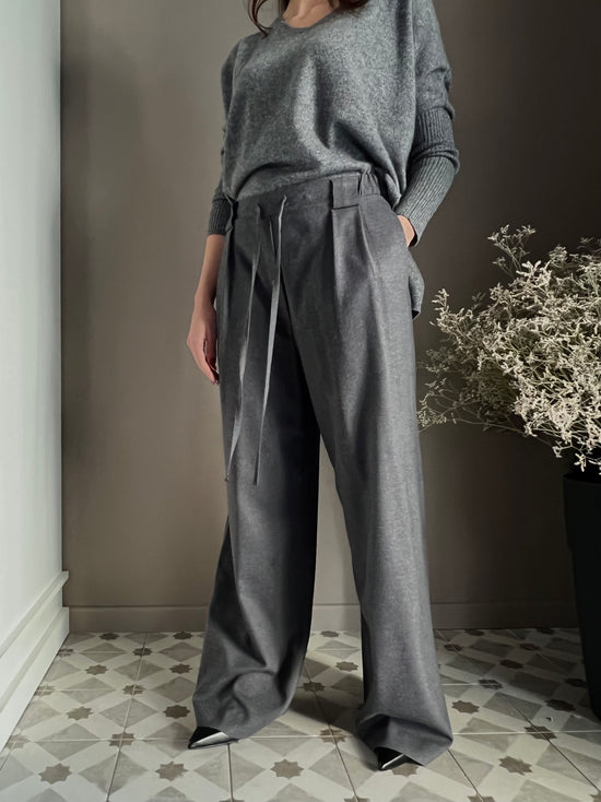 Pantaloni a palazzo con coulisse grigio