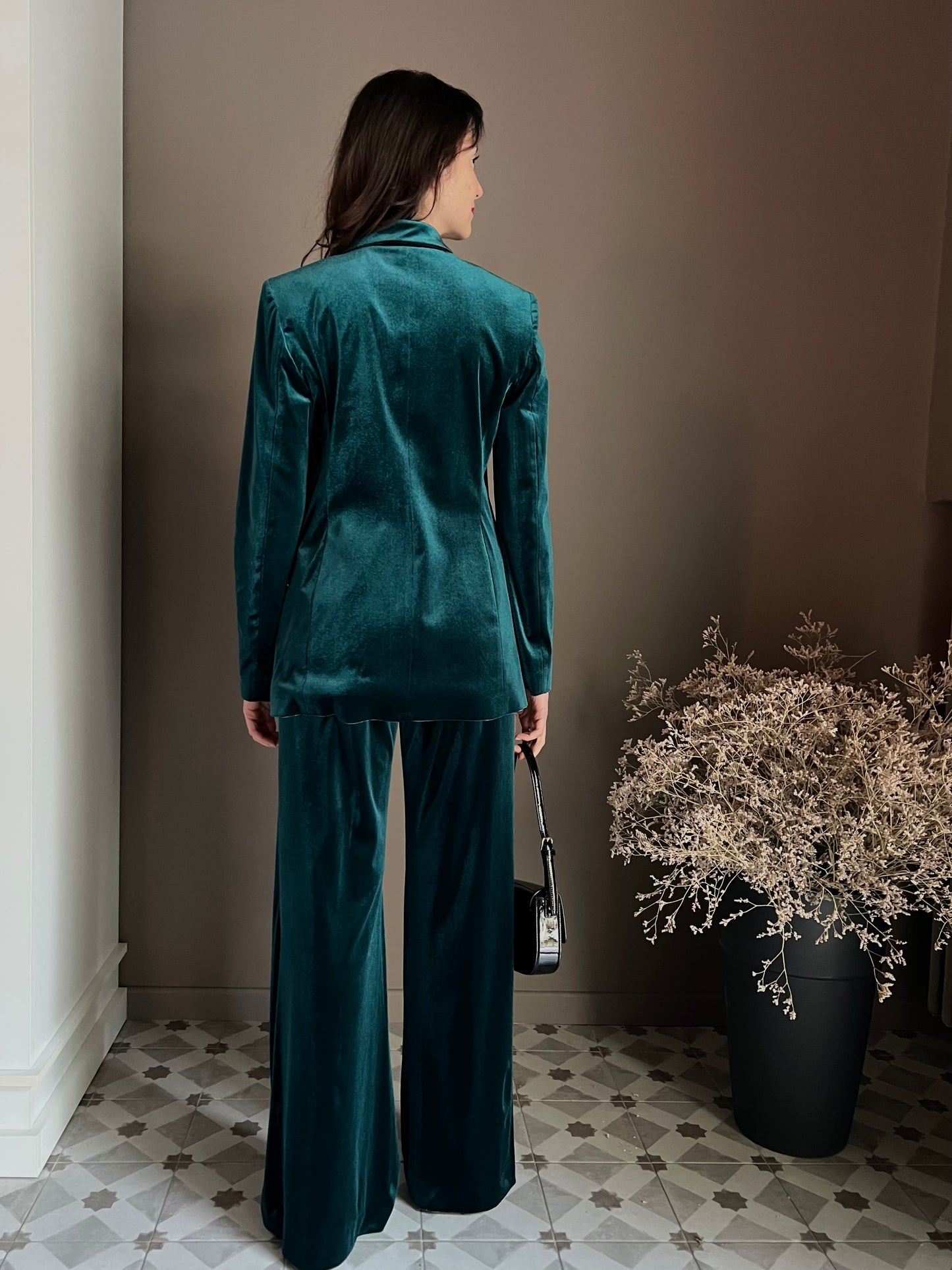 Giacca in velluto Gree con rever a contrasto