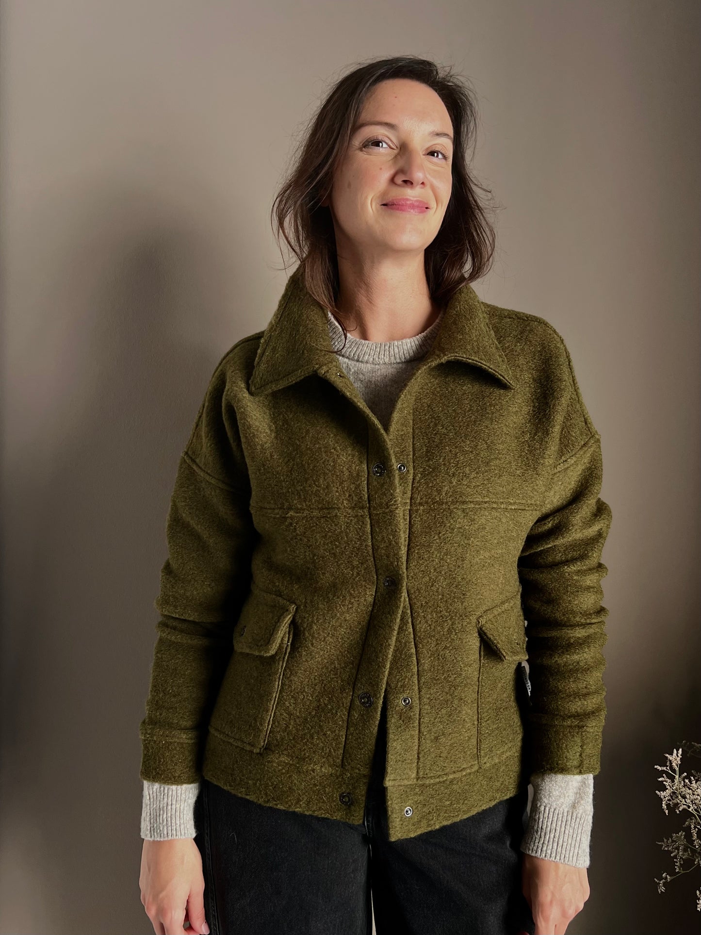 Giacca in lana cotta verde Noumeno Concept