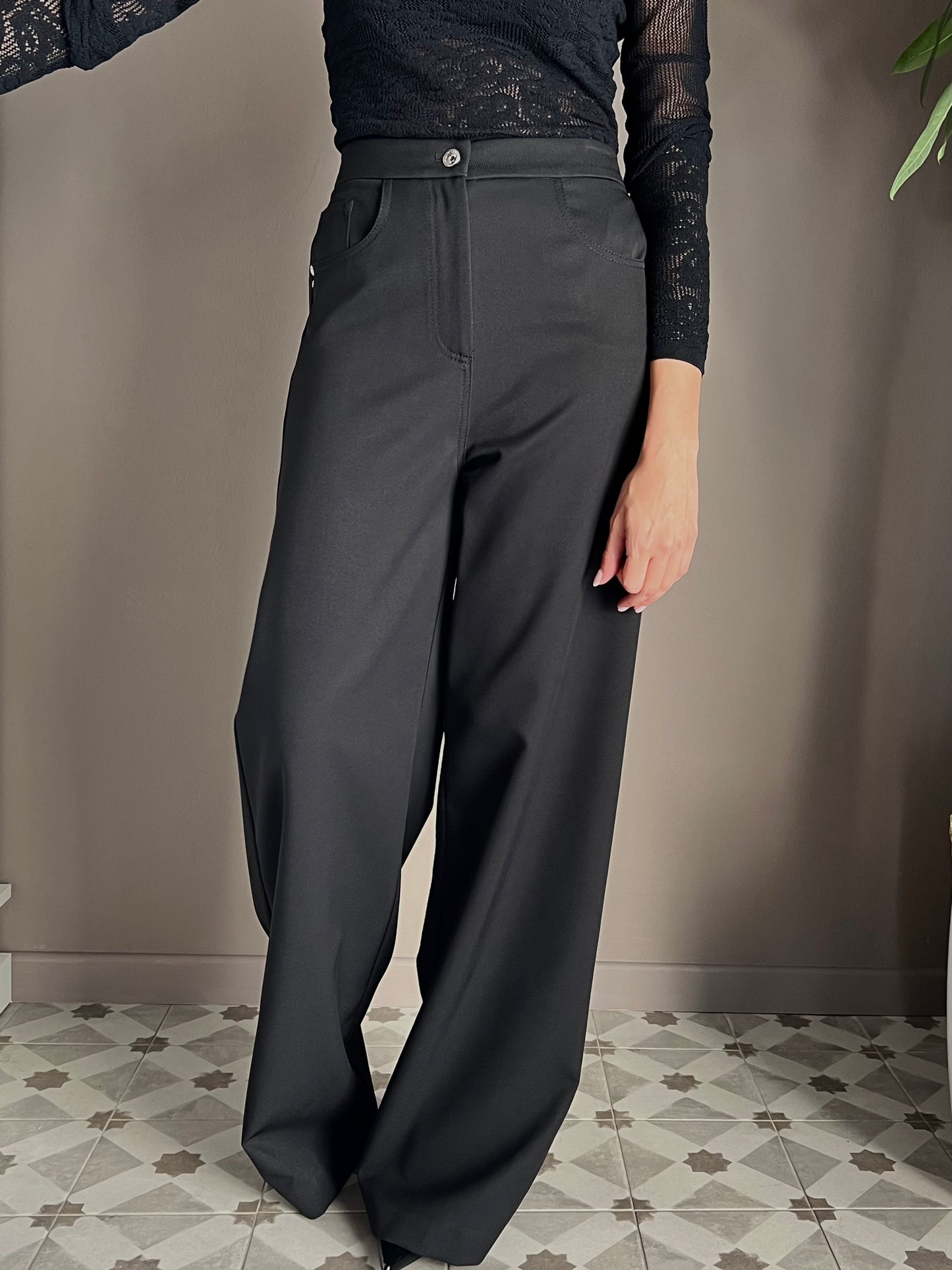 Pantalone palazzo effetto jeans