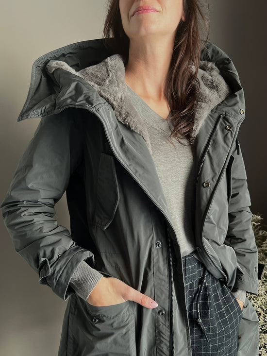 Giubbotto Parka imbottito con fodera in ecopelliccia