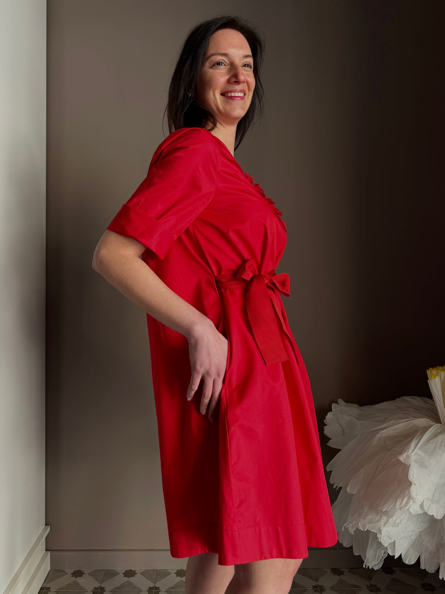 Abito Nenette rosso con fiore