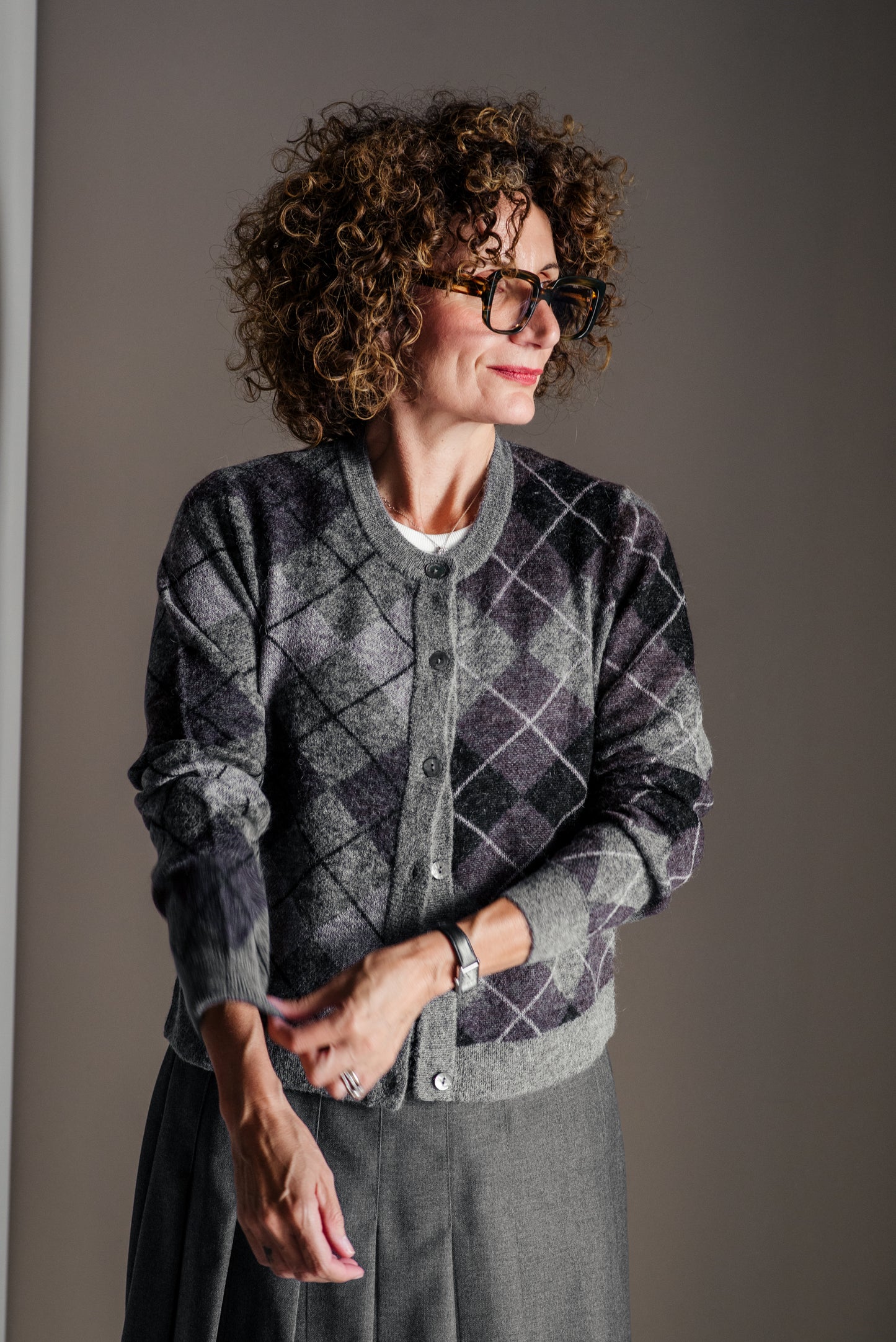 Cardigan Argyle grigio Alessia Santi