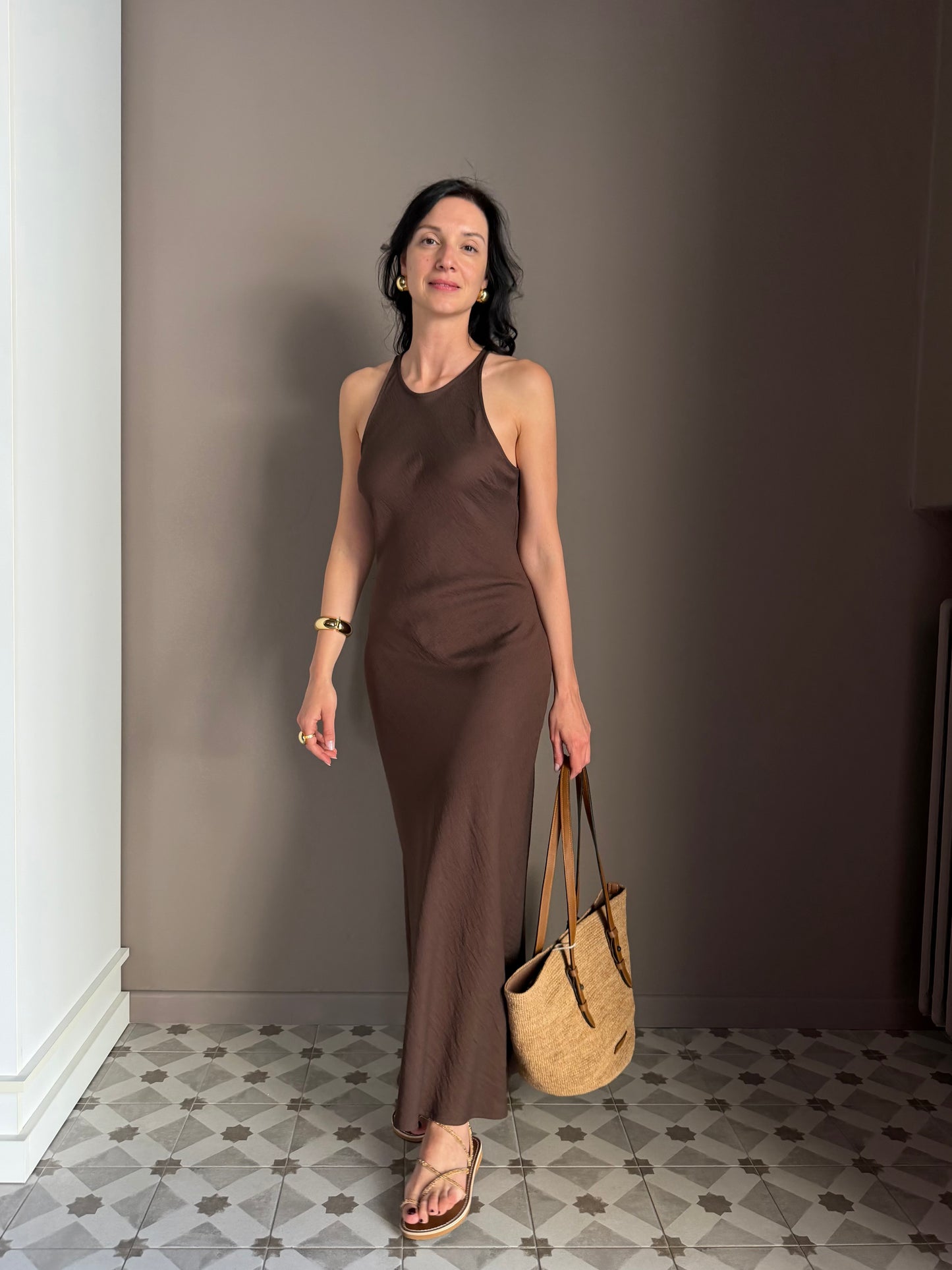 Abito Lungo Marrone Scuro – So Allure