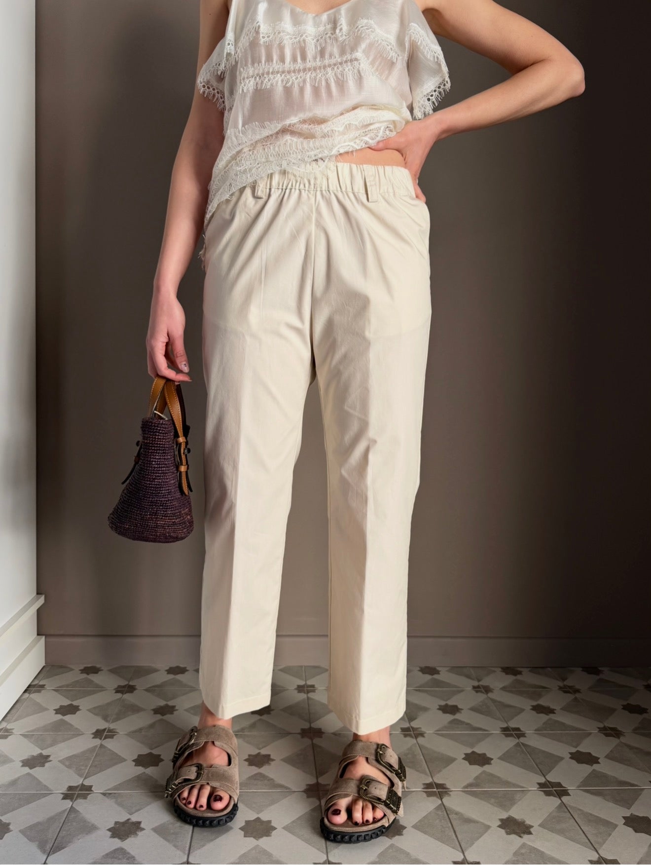 Pantalone in popeline con elastico Butt