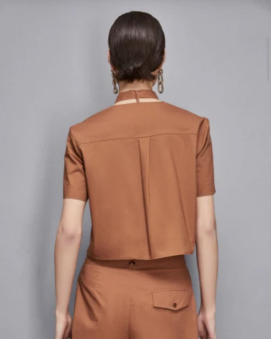 Camicia corta in popeline con foulard