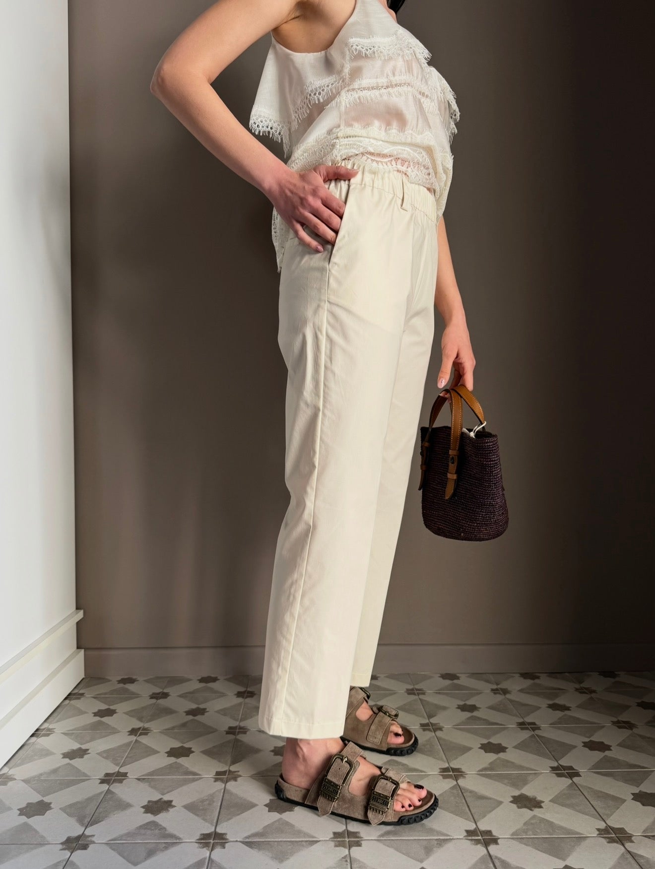 Pantalone in popeline con elastico Butt