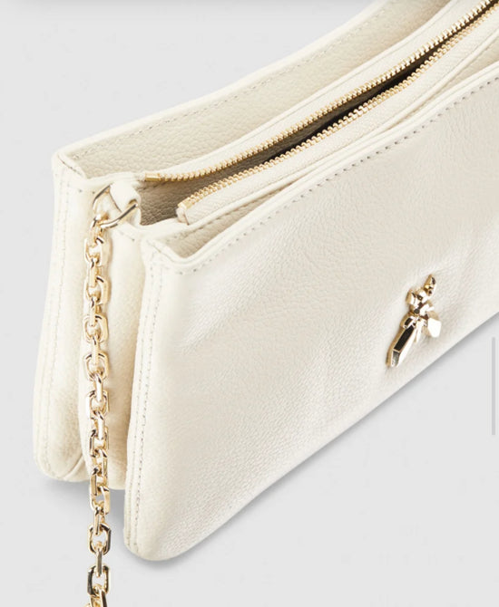 Borsa tre scomparti con tracolla piccola off white