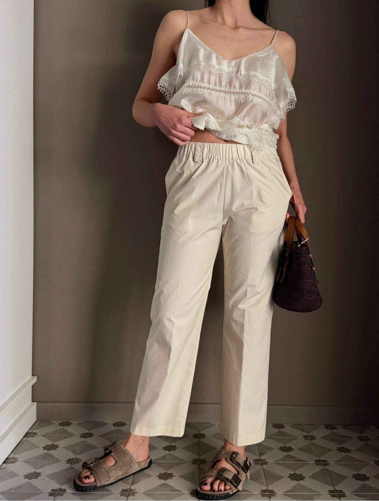 Pantalone in popeline con elastico Butt